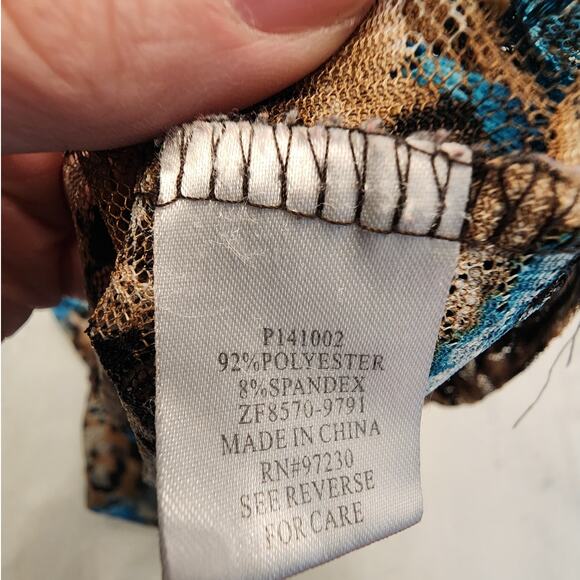 Almost Famous Women's Sheer Lace Leopard Rose Tank Top SZ Large - Picture 5 of 7